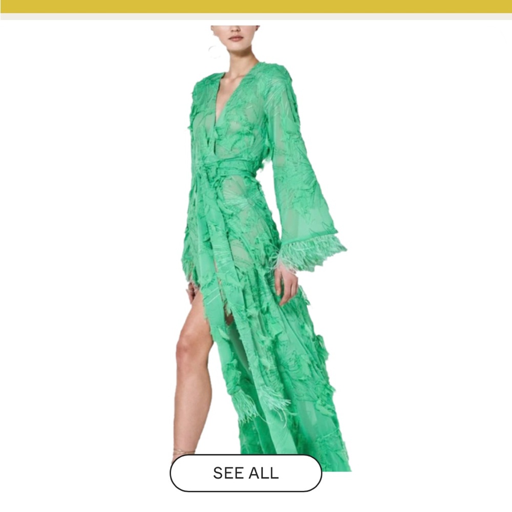 ALEXIS Kalin Emerald feather trim